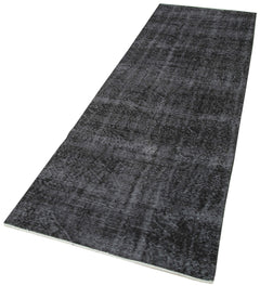 Overdyed Vintage Siyah Eskitme Pamuk Yün El Dokuma Halısı 90x287 Agacan