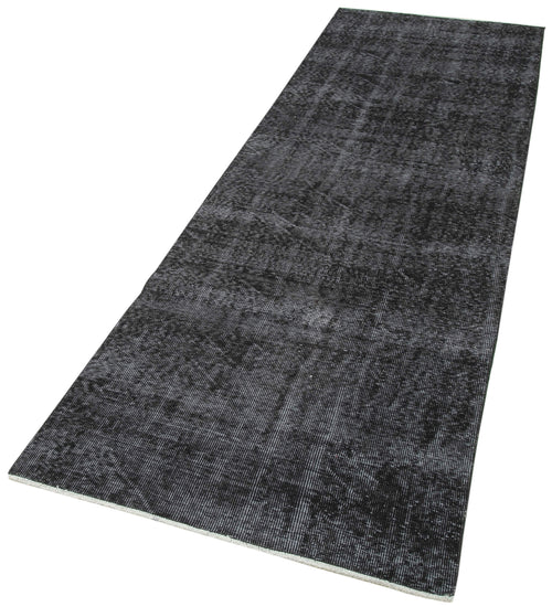Overdyed Vintage Siyah Eskitme Pamuk Yün El Dokuma Halısı 90x287 Agacan