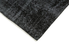 Overdyed Vintage Siyah Eskitme Pamuk Yün El Dokuma Halısı 90x287 Agacan