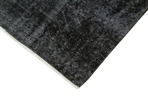 Overdyed Vintage Siyah Eskitme Pamuk Yün El Dokuma Halısı 90x287 Agacan