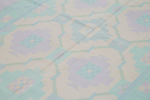 Geometric Duri Bej Geometrik Pamuk Yün El Dokuma Halısı 178x272 Agacan