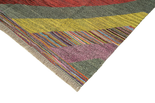 Scrap Turuncu Geometrik Pamuk Yün El Dokuma Halısı 220x320 Agacan