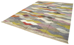 Scrap Beyaz Geometrik Pamuk Yün El Dokuma Halısı 290x368 Agacan