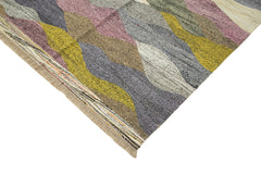 Scrap Beyaz Geometrik Pamuk Yün El Dokuma Halısı 290x368 Agacan