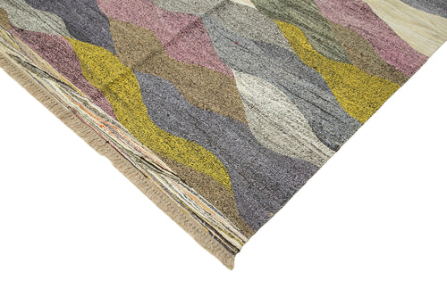 Scrap Beyaz Geometrik Pamuk Yün El Dokuma Halısı 290x368 Agacan