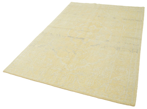 Tebriz Sarı Klasik Pamuk Yün El Dokuma Halısı 152x240 Agacan