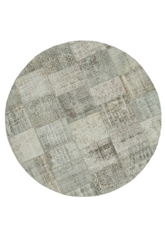 Kırk Yama Gri Patchwork Pamuk Yün El Dokuma Halısı 247x247 Agacan