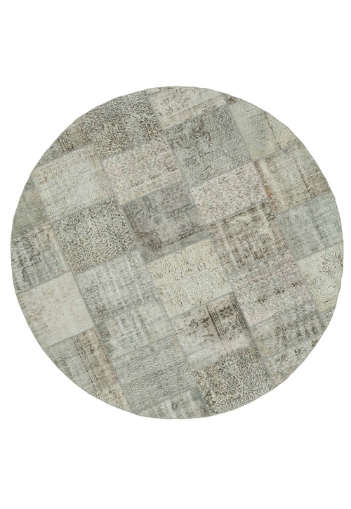 Kırk Yama Gri Patchwork Pamuk Yün El Dokuma Halısı 247x247 Agacan