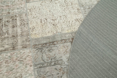 Kırk Yama Gri Patchwork Pamuk Yün El Dokuma Halısı 247x247 Agacan