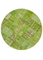 Kırk Yama Yeşil Patchwork Pamuk Yün El Dokuma Halısı 218x218 Agacan