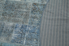 Kırk Yama Mavi Patchwork Pamuk Yün El Dokuma Halısı 217x217 Agacan