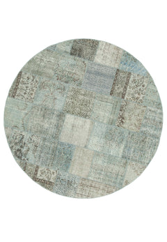 Kırk Yama Mavi Patchwork Pamuk Yün El Dokuma Halısı 217x217 Agacan