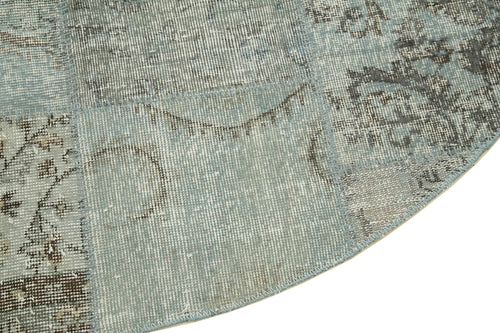 Kırk Yama Mavi Patchwork Pamuk Yün El Dokuma Halısı 217x217 Agacan