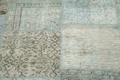 Kırk Yama Mavi Patchwork Pamuk Yün El Dokuma Halısı 217x217 Agacan
