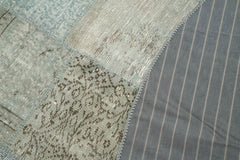 Kırk Yama Mavi Patchwork Pamuk Yün El Dokuma Halısı 217x217 Agacan