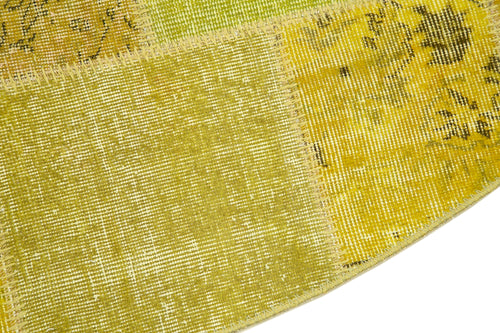 Kırk Yama Sarı Patchwork Pamuk Yün El Dokuma Halısı 215x215 Agacan