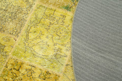 Kırk Yama Sarı Patchwork Pamuk Yün El Dokuma Halısı 215x215 Agacan