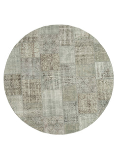 Kırk Yama Gri Patchwork Pamuk Yün El Dokuma Halısı 215x215 Agacan