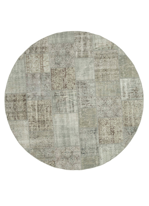 Kırk Yama Gri Patchwork Pamuk Yün El Dokuma Halısı 215x215 Agacan