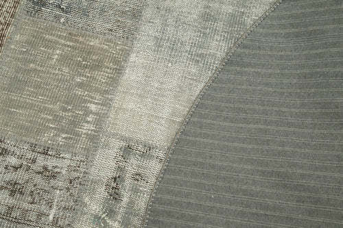 Kırk Yama Gri Patchwork Pamuk Yün El Dokuma Halısı 215x215 Agacan