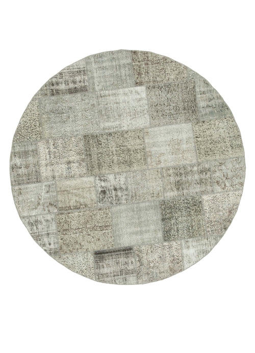 Kırk Yama Gri Patchwork Pamuk Yün El Dokuma Halısı 215x215 Agacan