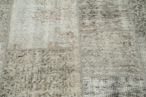 Kırk Yama Gri Patchwork Pamuk Yün El Dokuma Halısı 215x215 Agacan