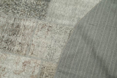 Kırk Yama Gri Patchwork Pamuk Yün El Dokuma Halısı 215x215 Agacan