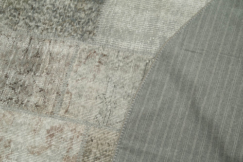 Kırk Yama Gri Patchwork Pamuk Yün El Dokuma Halısı 215x215 Agacan