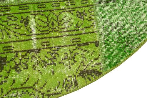 Kırk Yama Yeşil Patchwork Pamuk Yün El Dokuma Halısı 200x200 Agacan