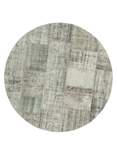 Kırk Yama Gri Patchwork Pamuk Yün El Dokuma Halısı 200x200 Agacan