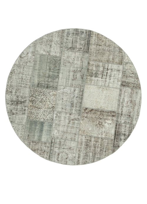 Kırk Yama Gri Patchwork Pamuk Yün El Dokuma Halısı 200x200 Agacan