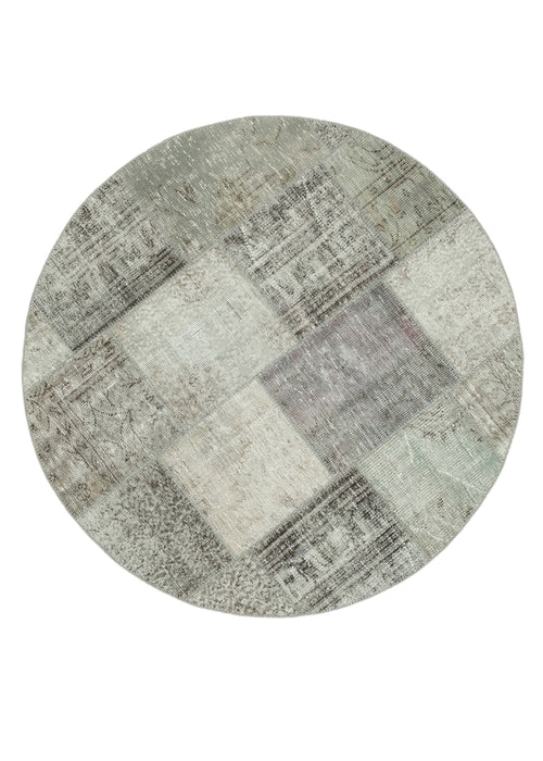 Kırk Yama Gri Patchwork Pamuk Yün El Dokuma Halısı 150x150 Agacan