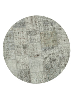 Kırk Yama Gri Patchwork Pamuk Yün El Dokuma Halısı 150x150 Agacan
