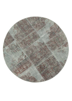 Kırk Yama Gri Patchwork Pamuk Yün El Dokuma Halısı 150x150 Agacan