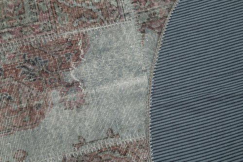 Kırk Yama Gri Patchwork Pamuk Yün El Dokuma Halısı 150x150 Agacan
