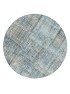 Kırk Yama Mavi Patchwork Pamuk Yün El Dokuma Halısı 152x152 Agacan