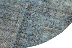 Kırk Yama Mavi Patchwork Pamuk Yün El Dokuma Halısı 152x152 Agacan