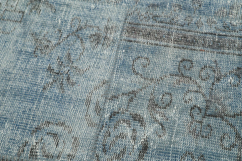Kırk Yama Mavi Patchwork Pamuk Yün El Dokuma Halısı 152x152 Agacan