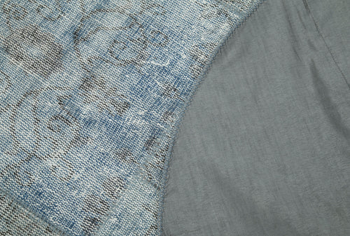 Kırk Yama Mavi Patchwork Pamuk Yün El Dokuma Halısı 152x152 Agacan