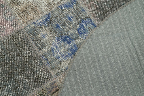 Kırk Yama Gri Patchwork Pamuk Yün El Dokuma Halısı 146x146 Agacan