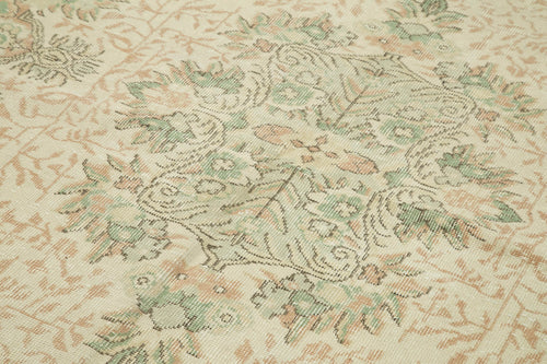 Vintage Bej Eskitme Pamuk Yün El Dokuma Halısı 164x289 Agacan