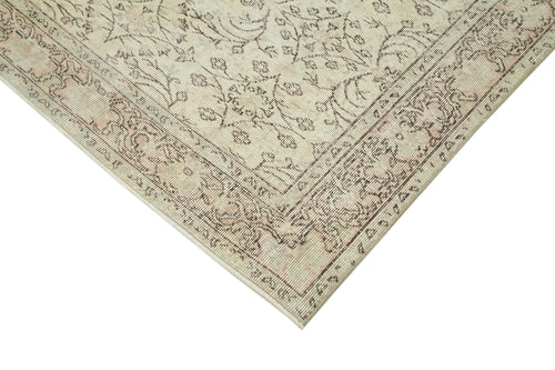 Vintage Bej Eskitme Pamuk Yün El Dokuma Halısı 158x273 Agacan