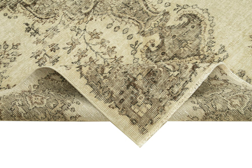 Vintage Bej Eskitme Pamuk Yün El Dokuma Halısı 163x257 Agacan