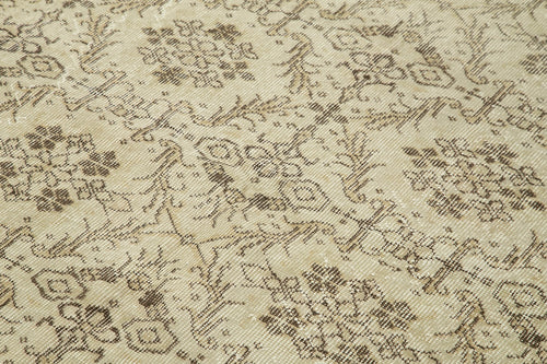Vintage Bej Eskitme Pamuk Yün El Dokuma Halısı 170x278 Agacan