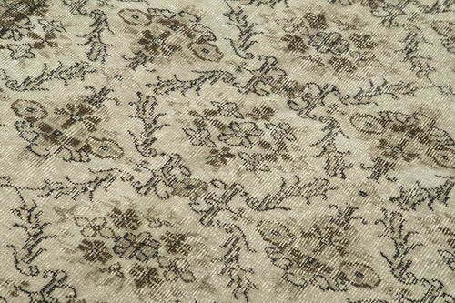 Vintage Bej Eskitme Pamuk Yün El Dokuma Halısı 140x242 Agacan