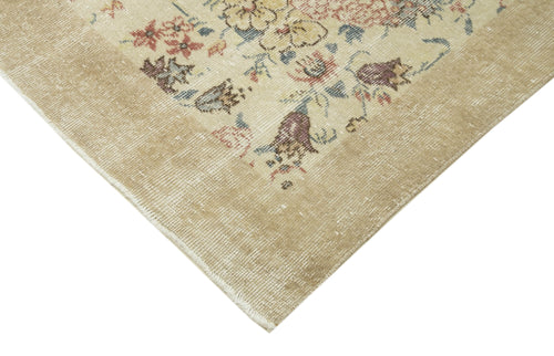 Vintage Bej Eskitme Pamuk Yün El Dokuma Halısı 140x243 Agacan