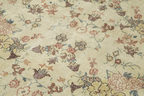Vintage Bej Eskitme Pamuk Yün El Dokuma Halısı 140x243 Agacan