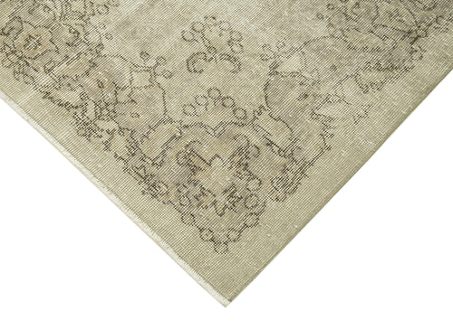 Vintage Bej Eskitme Pamuk Yün El Dokuma Halısı 190x303 Agacan