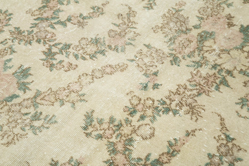 Vintage Bej Eskitme Pamuk Yün El Dokuma Halısı 147x246 Agacan