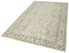 Vintage Bej Eskitme Pamuk Yün El Dokuma Halısı 157x260 Agacan